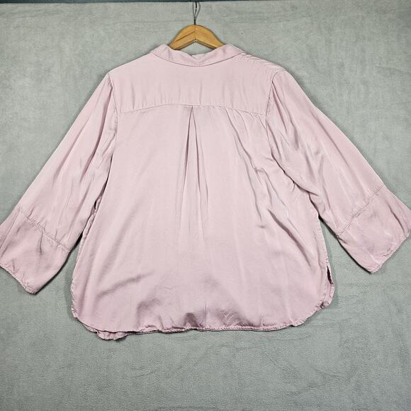 J Jill Blouse Womens Large Modal Satin Button Front Purple Lavender Career Relax - Picture 8 of 14